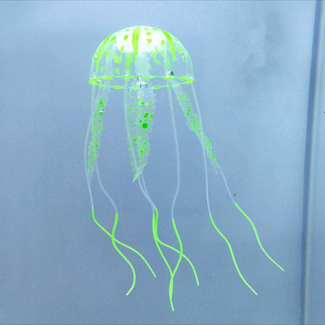 水槽用デコレーション 人工クラゲ アクアリウム 水槽用オーナメント 蓄光 リアル演出 水槽 緑L