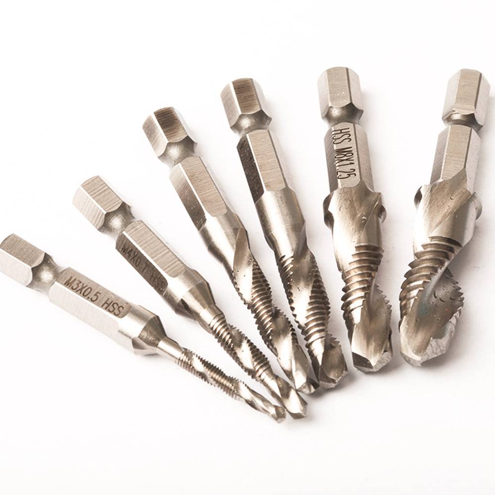 ドリルビット セット ツール 工具 ネジ切り 6本 六角 HSS メトリックプラグ M3 M4 M5 