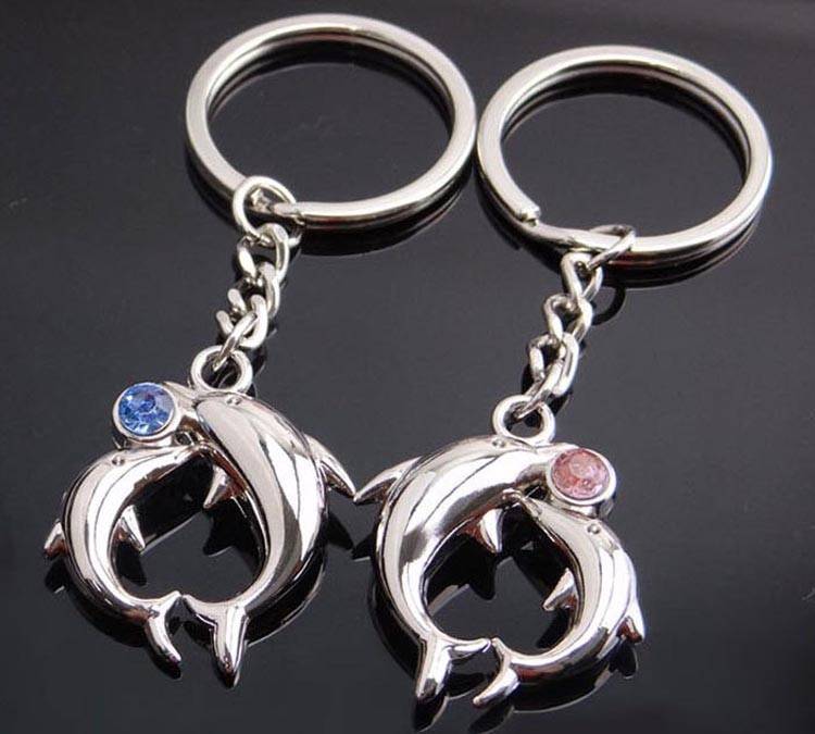 イルカキーホルダー カップル 女性 セルリアン ブルー ピンク イルカ 水族館 ベスト ギフトジ  銀