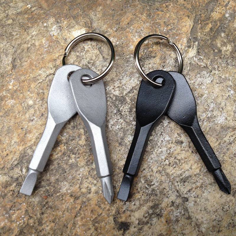 ドライバー キーホルダー ステンレス ポケット アウトドア ツール EDC キーリング 修理 2個 