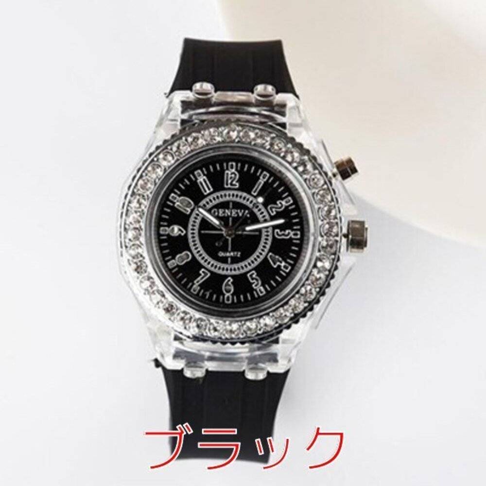 LED light flash, luminous watch, boy's and girl's silicone watch, fashion, black｜Black - 画像2