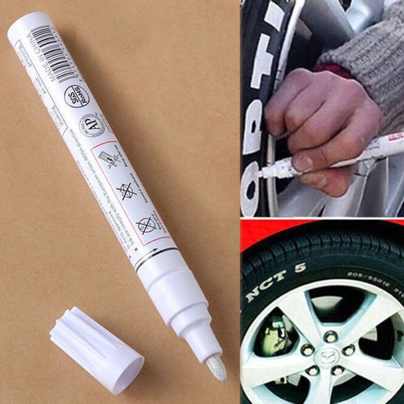 Touch-up tire marker, car paint pen, scratch repair, white｜White - 画像2