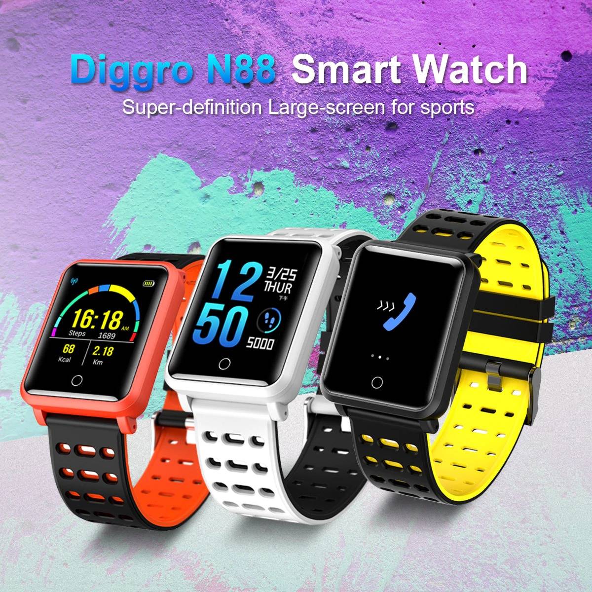 Diggro N88 スマートウォッチ フィットネス トラッカー IP68防水 アンドロイド ios