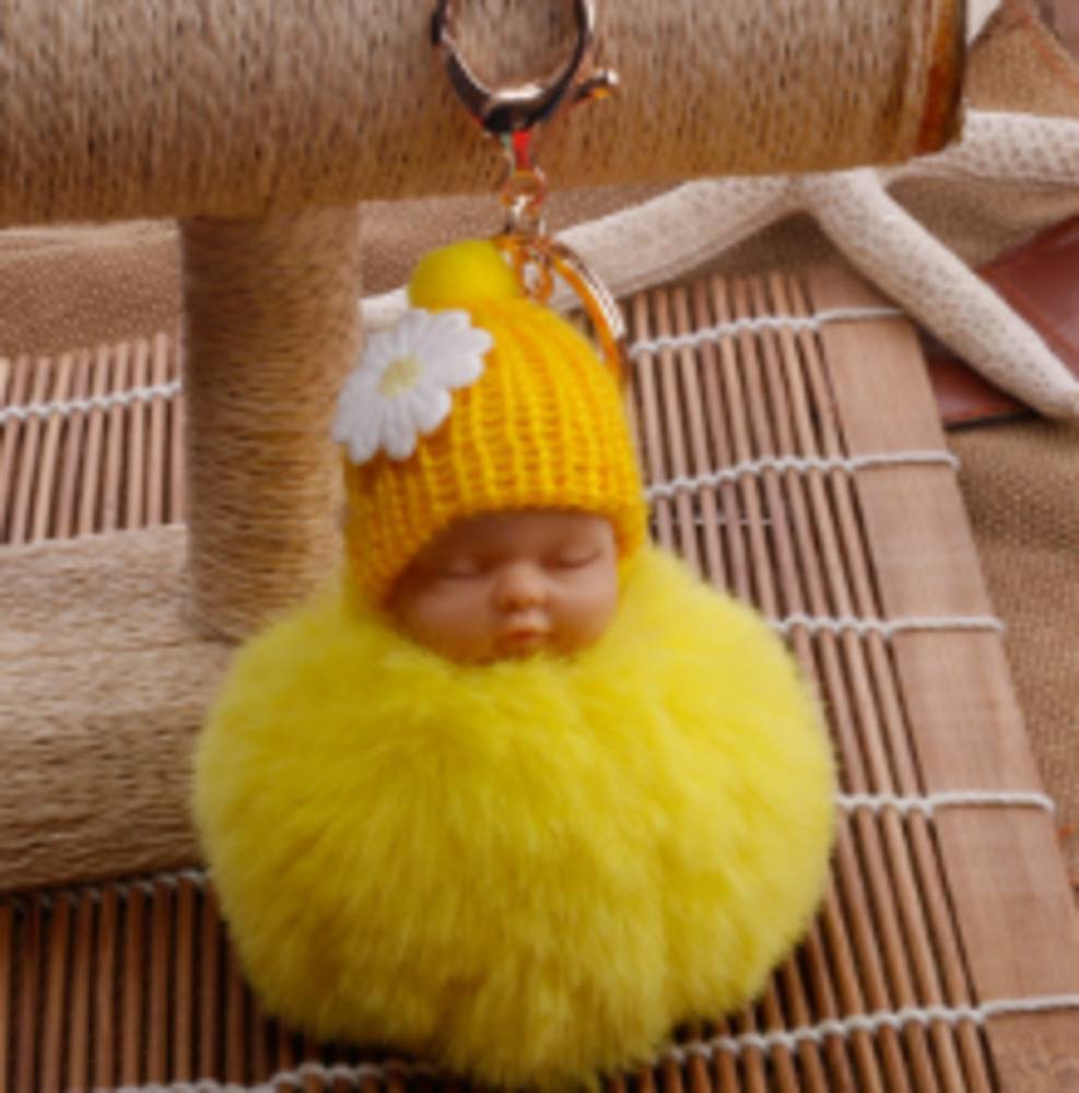 Baby, baby, keychain, pom-pom, fluffy, charm, plush, cute, stylish, Yellow｜Yellow - 画像4