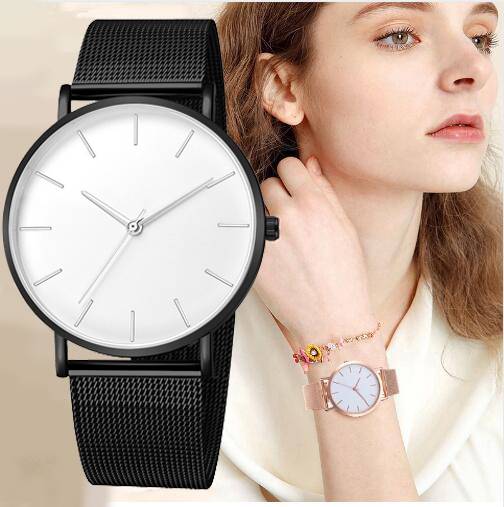 Brand Watch Men's Women's Unisex Simple Luxury Stainless Steel White Black｜Black and white - 画像2