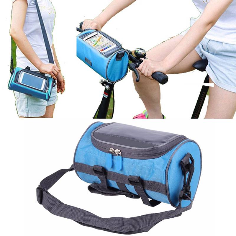 自転車 防水フロントバッグ ショルダー兼用 スマホ収納 サイクリング バイク ポーチ ホルダー blue｜blue - 画像2