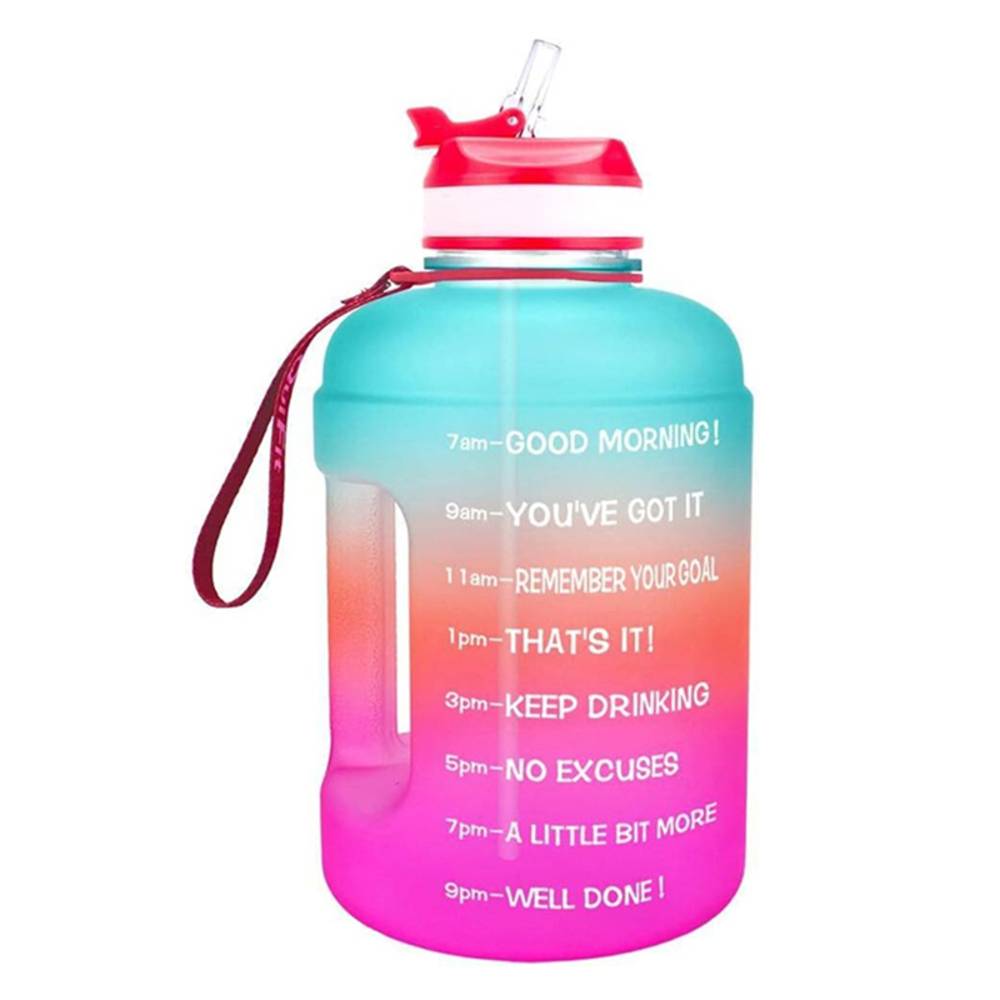 スポーツ おしゃれ アウトドア 運動 カラフル ジム 洗いやすい 保冷 ストロー  緑×ピンク