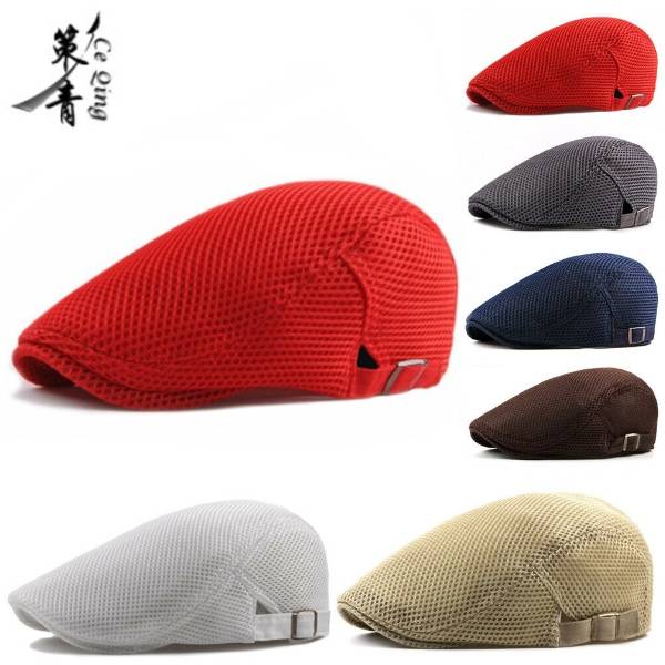 ハンチング帽 フラットキャップ メッシュ 帽子 夏 ゴルフ 通気性 ギフト プレゼント 敬老の日  赤｜赤 - 画像2