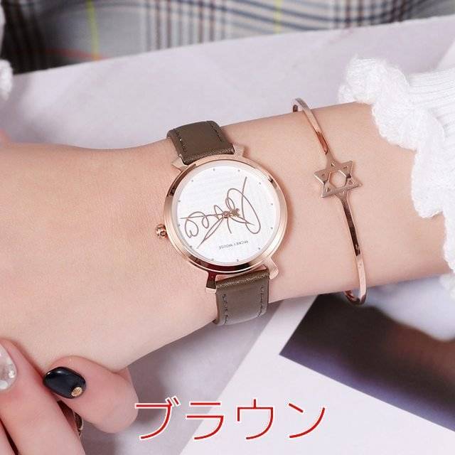 腕時計 レディース 革ベルト 生活防水 時計 かわいい おしゃれ  プレゼント ギフト ブラウン｜ブラウン - 画像2
