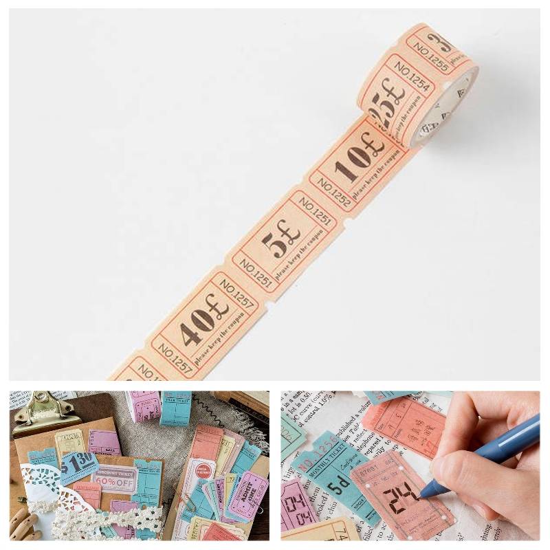 マスキングテープ チケットシリーズ 和紙 ステッカー 素材紙 レトロ 英字 ロゴ スクラップブッキング コラージュ  4｜4 - 画像2