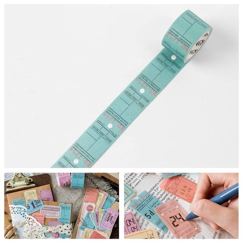 Masking tape, retro, ticket-style, cute, decoration, stickers, diary, crafts, kids, 6｜6 - 画像2