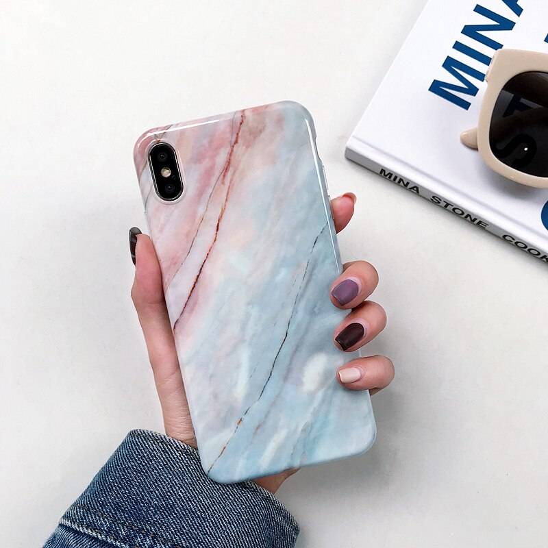 iPhone 12 case, marble pattern, pink and blue, TPU. iPhone12-pink｜iPhone 12 - Pink - 画像2