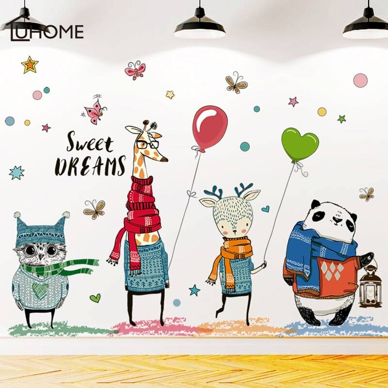 動物 バルーン ウォールステッカー シール リビング 寝室 ソファ 背景 子供 キッズ 部屋 可愛い 