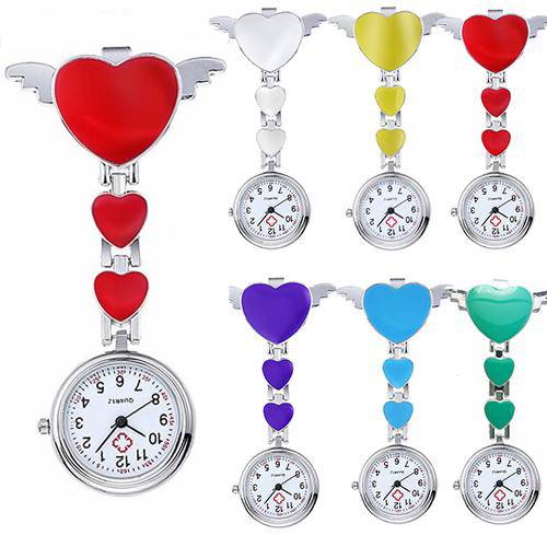 Nurse watch, women's, cute, heart-shaped quartz brooch watch, pocket watch, red.｜Red - 画像2