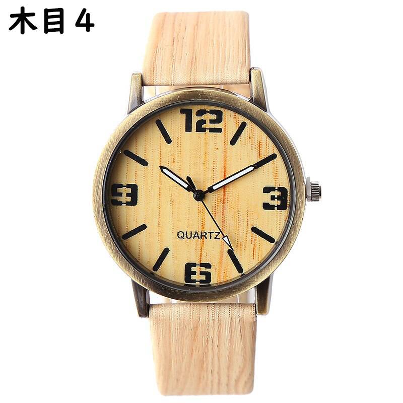 木目 腕時計 メンズ レディース クォーツ レザーベルト カジュアル ファッション ウォッチ ギフト 木目4｜木目4 - 画像2