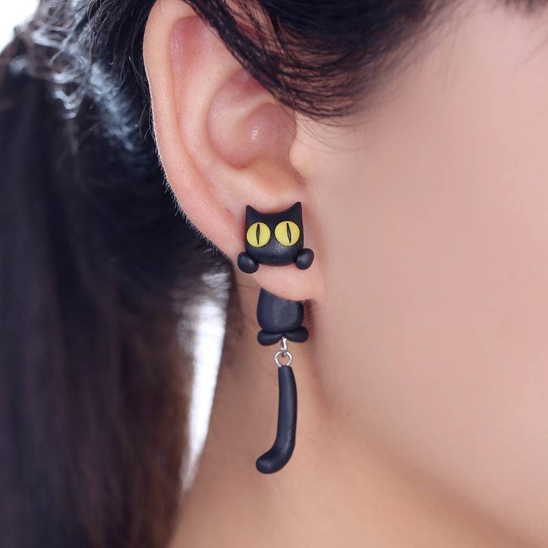 猫 ピアス レディース アクセサリー 女性 かわいい おしゃれ プレゼント ギフト イエロー三角しっぽ｜イエロー三角しっぽ