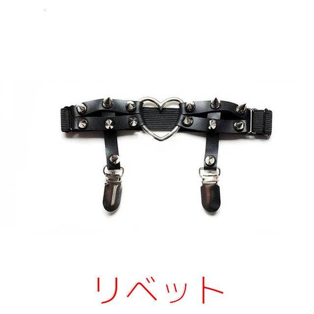 Women's heart garter belt, Lolita style, gothic, punk, harness, cosplay｜Rivets - 画像2