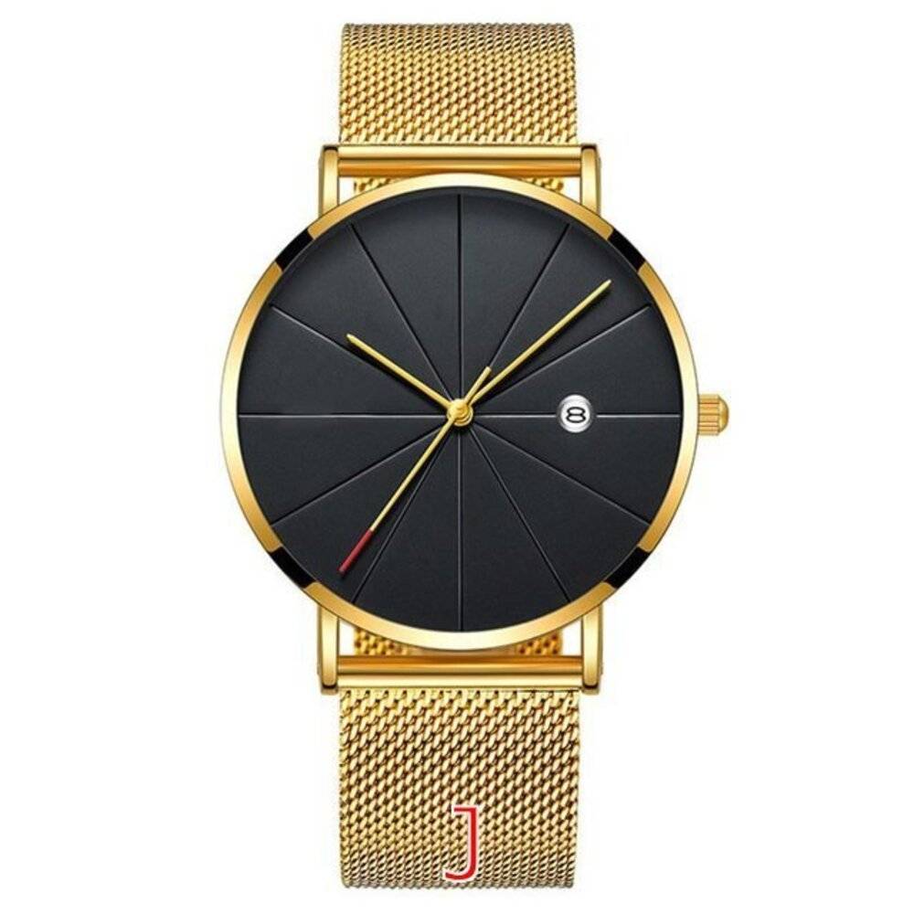Quartz Men's Watch, Ultra-Thin Men's Watch, Stainless Steel, Simple Fashion｜Gold - 画像4