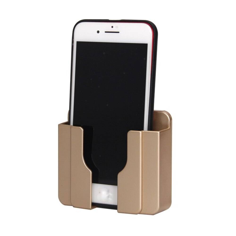 Phone holder, wall-mounted, storage, adhesive, practical, socket, phone stand, storage holder｜Gold - 画像2