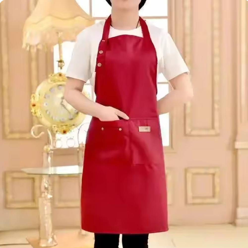 エプロン おしゃれ ウエスト ポケット 撥水性 無地 フルサイズ 大人 キッチン 保育士 母の日 レッド