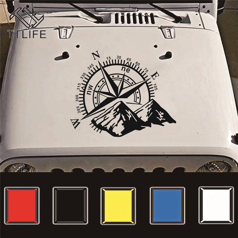 3D カー用品 ステッカー おしゃれ マウンテンズ コンパス 車 ウォールステッカー ビニール シール 白