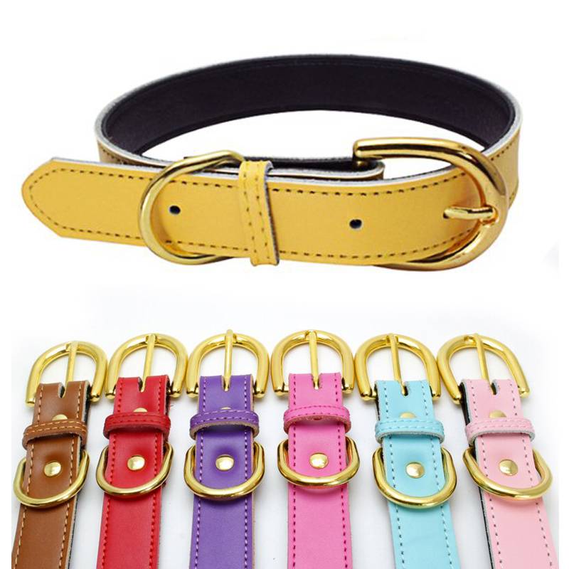 ペット 首輪 犬 猫 イヌ ネコ サイズ調節 ソフトレザー アクセサリー シンプル ペット用品 黄-S｜黄-S - 画像3