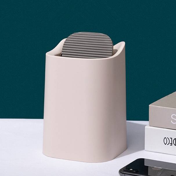 Mini Trash Can Table Cute Stylish Desktop Office Use Accessories Bathroom Living Room Dustbox White｜White - 画像2