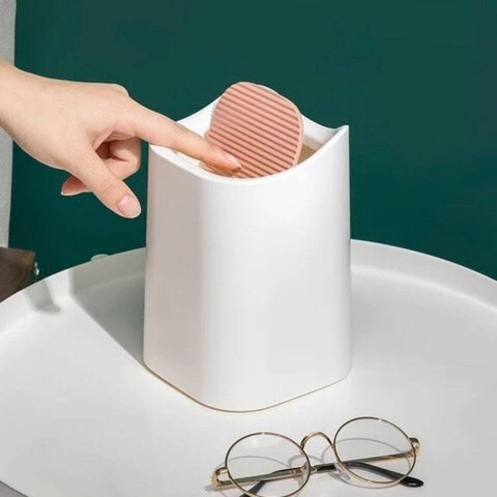 Mini Trash Can Table Cute Stylish Desktop Office Use Accessories Bathroom Living Room Dustbox White｜White - 画像3
