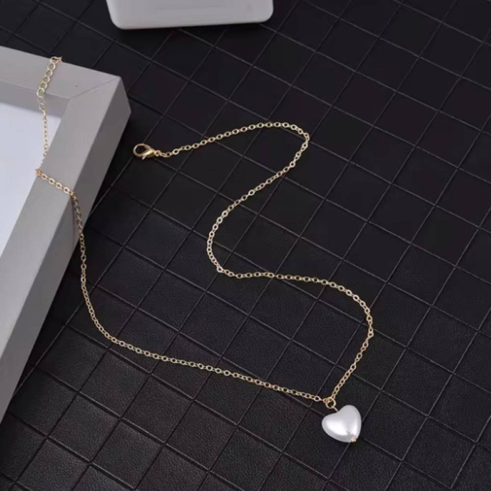 レディース ネックレス ハート パール フォーマル 母の日 アクセサリー チョーカー ゴールド  金色
