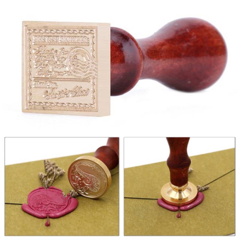 Sealing stamp, wax, wooden handle, craft, stationery, invitation, letter, decoration, antique, A stamp｜A cut - 画像3