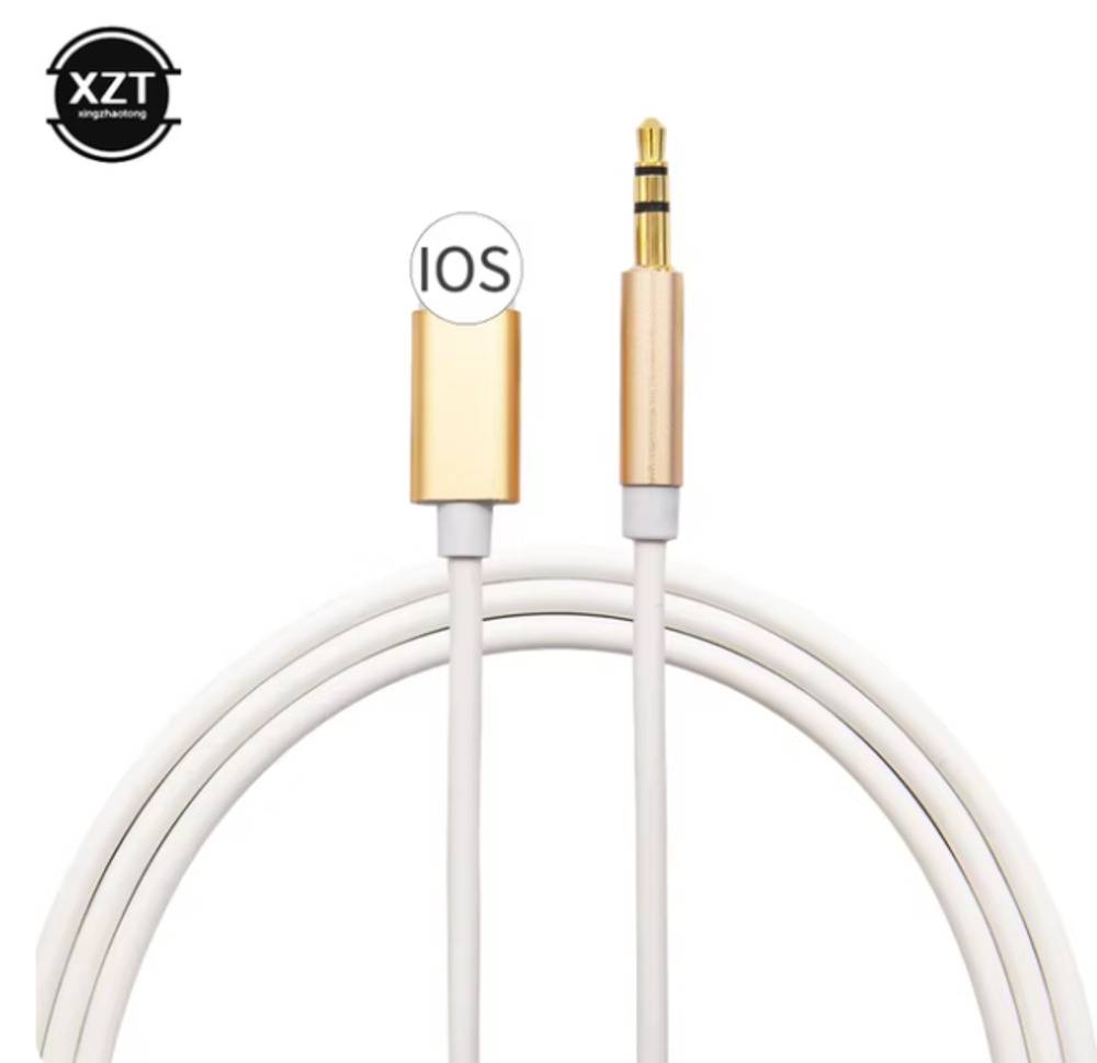 iPhone XS 7用 Auxコンバーターオーディオジャック|携帯電話  金-1メートル