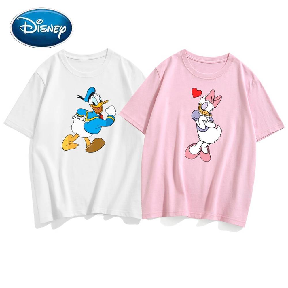 Tシャツ ドナルドダック ディズニー プリント 半袖 かわいい おしゃれ プレゼント ギフト ブラック-ドナルド-XXXL