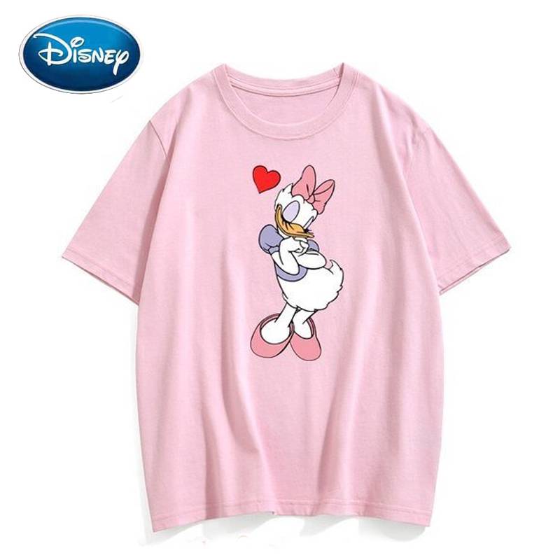 Disney T-shirt, Daisy Duck print, long-sleeved, pink, women's, men's, couple, summer clothes, pink-Daisy-XXL｜Pink-Daisy-XXL - 画像2