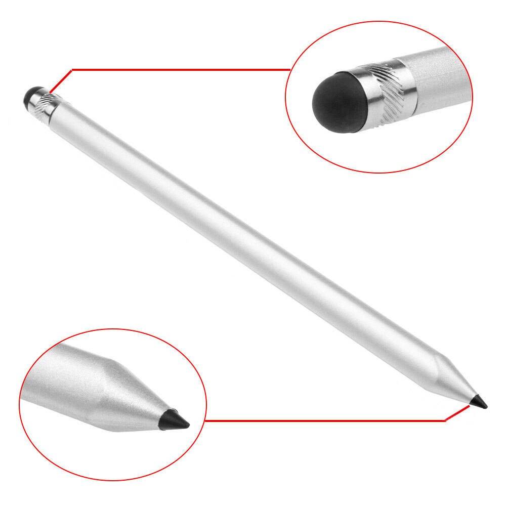 Stylus Pen Dual Head Touch Screen Pen Resistive Capacitive iPad iPhone Silver｜Silver - 画像2