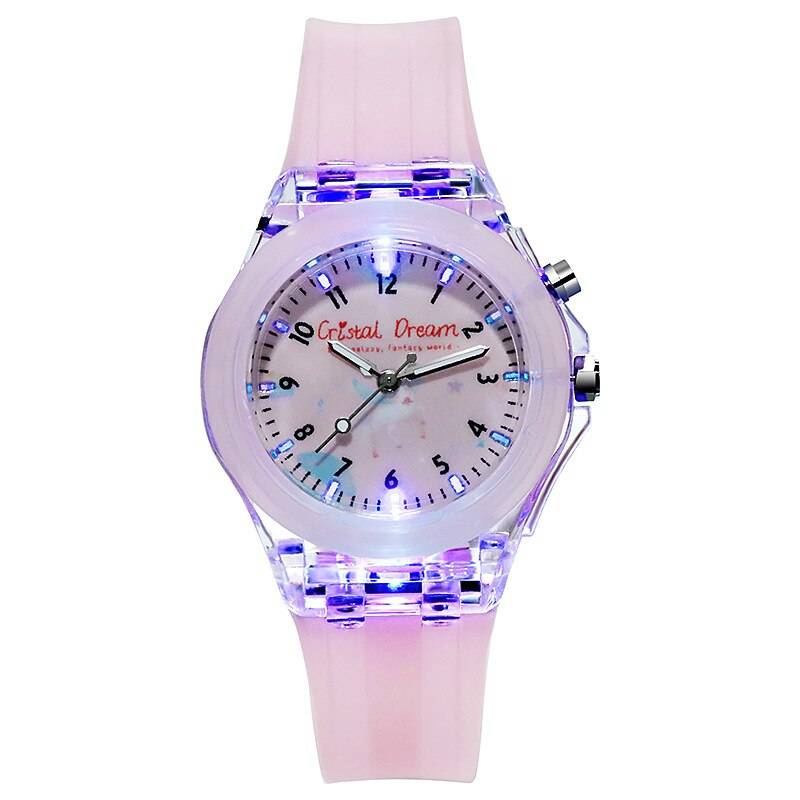 Kids watch band, children's watch, luminous, analog, silicone, cute, for girls, pink｜Pink - 画像2