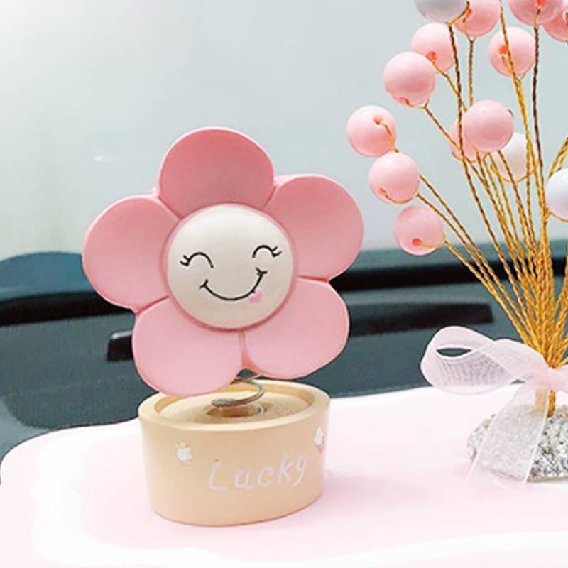 インテリア カーアクセサリー 花 揺れる 置物 車内 オーナメント ダッシュボード インテリア｜ピンク - 画像2