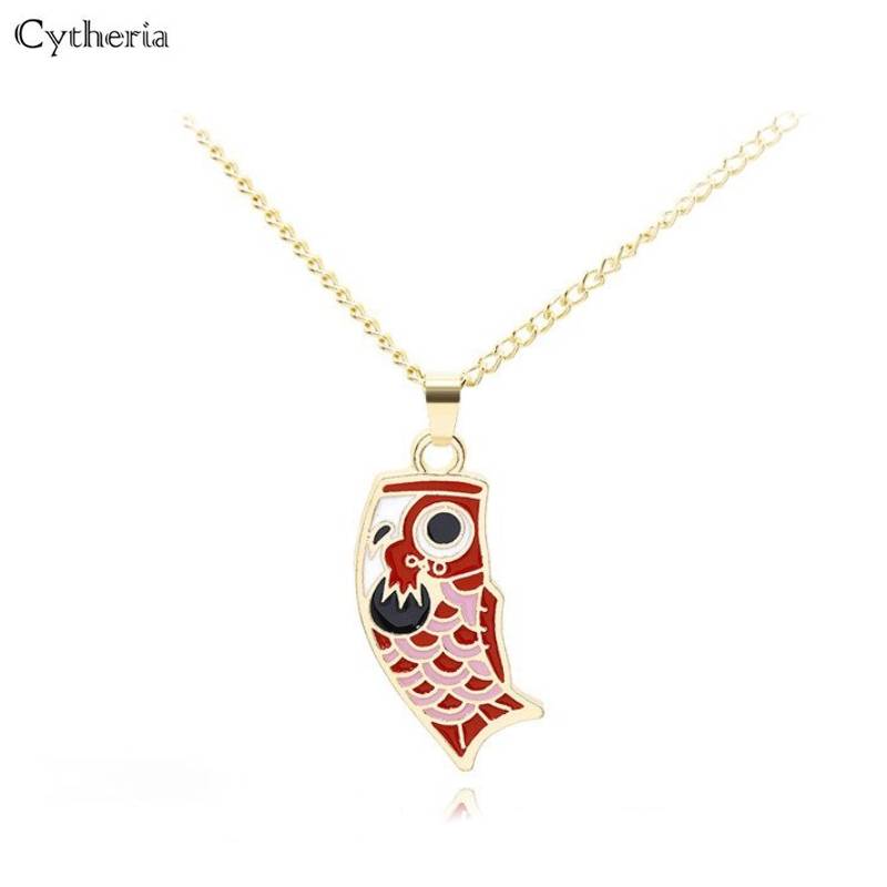 鯉 ネックレス こいのぼり かわいい  ジュエリー エナメル ペンダント 子供の日 おもしろ 赤｜赤 - 画像2