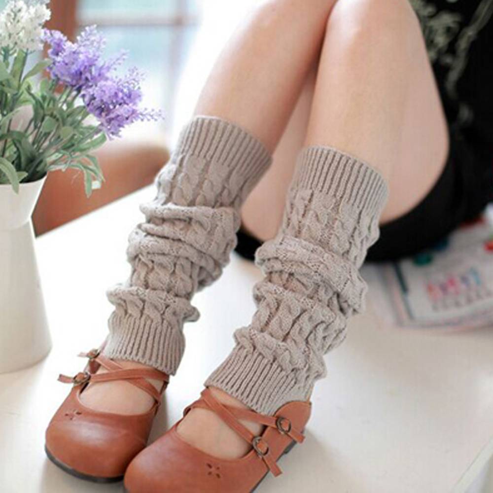 レッグウォーマー ニット ロング丈 ケーブル編み 暖かい ルーズソックス 秋冬 可愛い