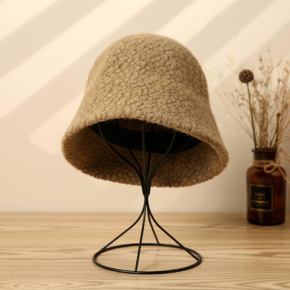 無地柄 バケットハット ボア帽子 ぼうし レディース 小顔効果 サイズ調整可能 暖かい   カーキ