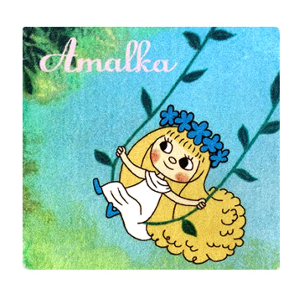 アマールカ タオルハンカチ 35×35㎝ ブランコ 女の子 チェコ 妖精 学生 子供 水色 ハンカチタオル 大きめ レディース キャラハンカチ - 画像1