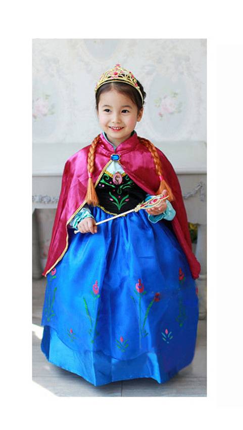 ドレス プリンセス コスプレ 子供用 ワンピース 英語 アナ雪 お得 4点 プレゼント｜アナ140cm - 画像2