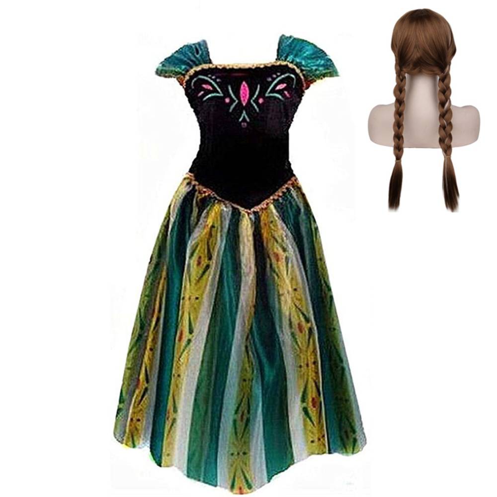 アナと雪の女王 アナ ウィッグセット 緑 コスプレ大人用 ドレス ウィッグ ネックレス 3点セット ハロウ 