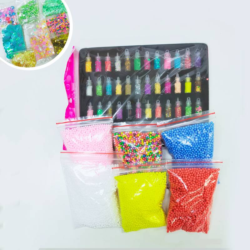 スライム用 ビーズセット 大容量 カラフル DIY ふわふわ スライム（別売り） ボックス アクセサリー おもちゃ 装飾 材料 