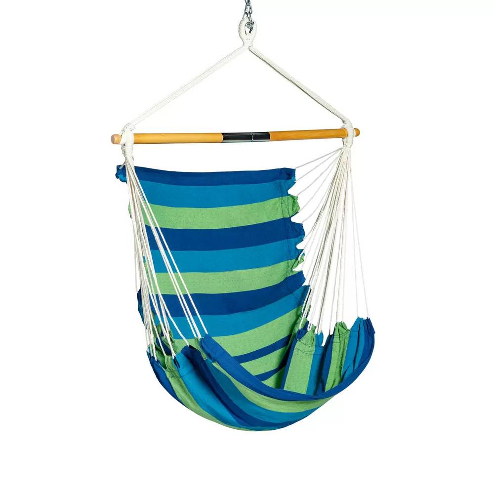 ハンモック アウトドア ストライプ 吊り下げ 自立式 室内自立式 おしゃれ 旅行 バカンス 青緑