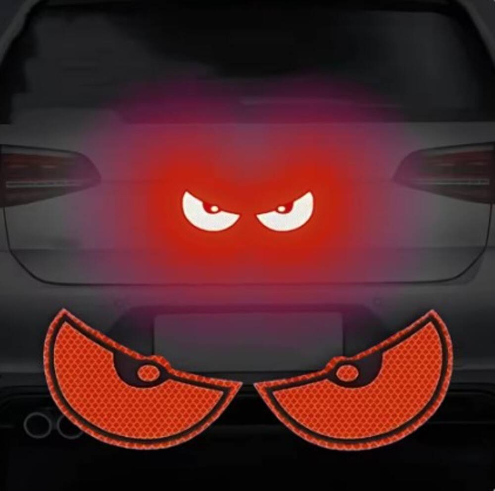 目 カーステッカー オートバックス リア 反射 ステッカー 夜間運転 トラック 警告 煽り運転 安全 事故防止 濃いオレンジ