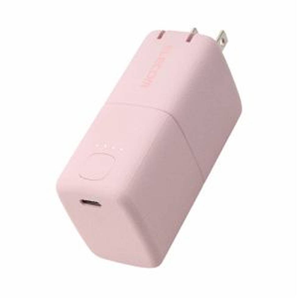 エレコム AC充電器一体 モバイルバッテリー DE-AC09-5000PN 5000mA 