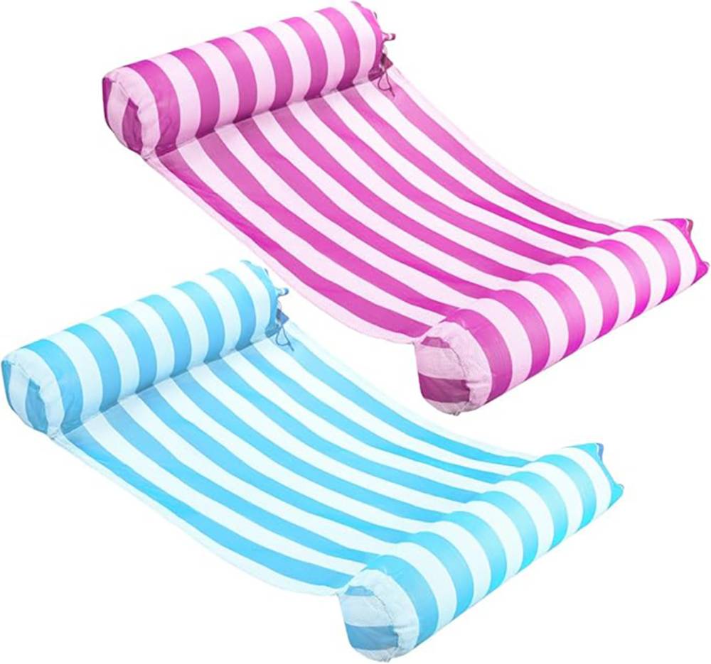 プレミアム 2色セット プール フロート 浮き輪 水上ハンモック ウォーターハ  ピンク×青