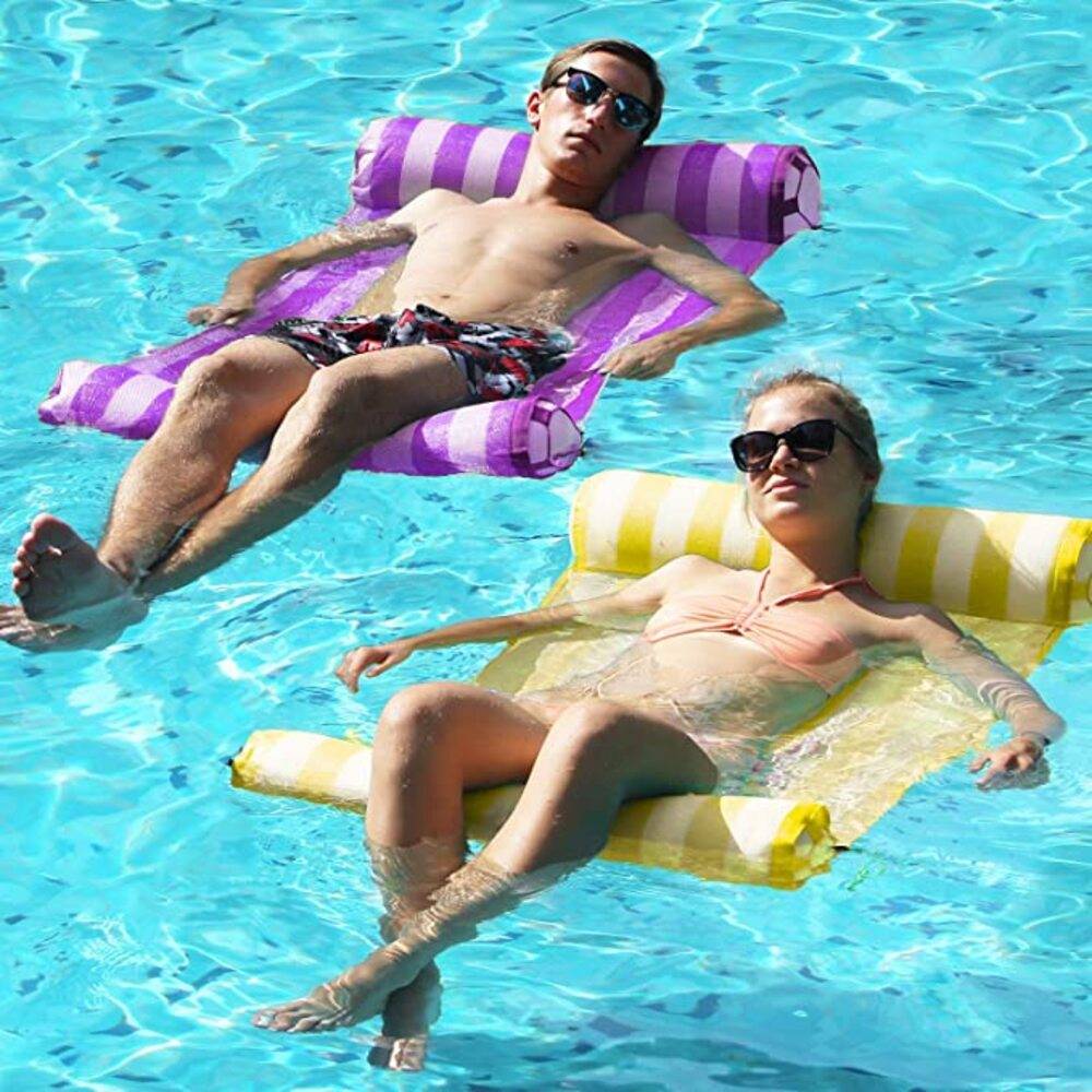 浮き輪 浮輪 プール フロートチェア ウォーター ハンモック 水遊び 海 ビーチ 2色セット 黄×紫