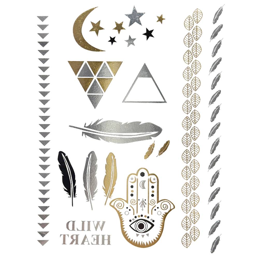 フラッシュタトゥーシール メタリック シャイニング 輝く ボディシール 海 コスプレ 南国 民族風  008