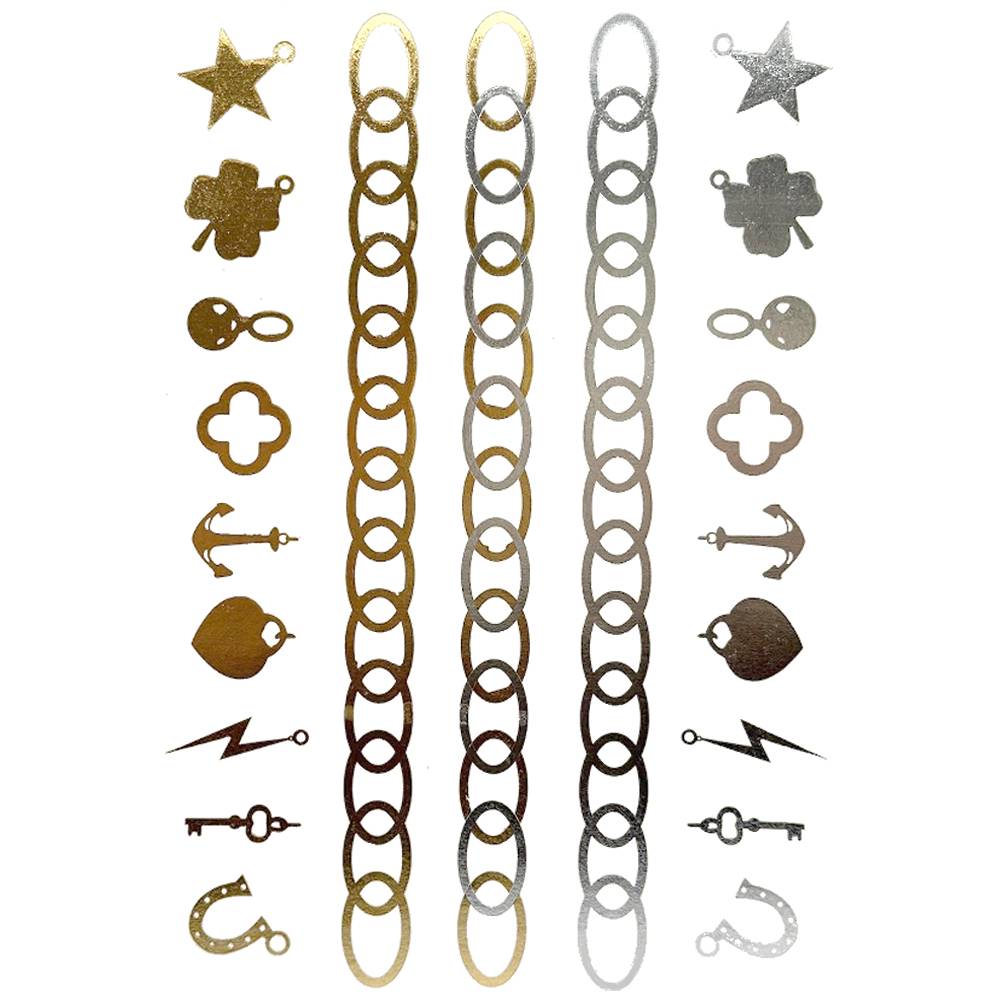 フラッシュタトゥーシール メタリック シャイニング 輝く ボディシール 海 コスプレ 南国 民族風  009